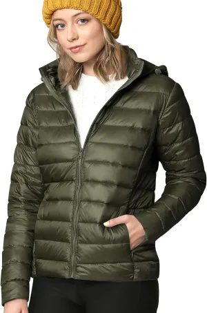 Made By Johnny Women's Ultra Light Weight Packable Down Jacket with Removable Hoodie