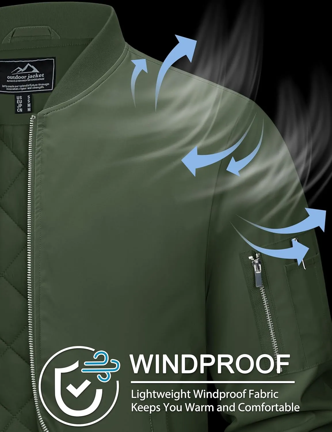 MAGCOMSEN Men's Bomber Jacket Casual Windproof Quilted Jacket Full Zip Windbreaker Winter Warm Varsity Jacket with Pockets
