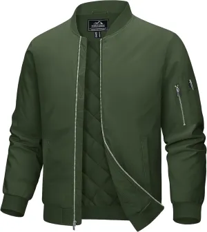 MAGCOMSEN Men's Bomber Jacket Casual Windproof Quilted Jacket Full Zip Windbreaker Winter Warm Varsity Jacket with Pockets