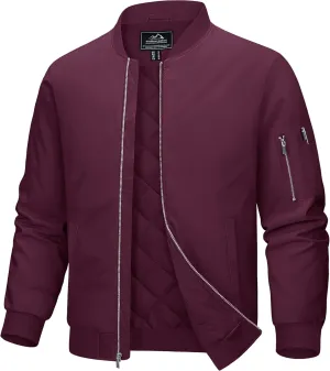 MAGCOMSEN Men's Bomber Jacket Casual Windproof Quilted Jacket Full Zip Windbreaker Winter Warm Varsity Jacket with Pockets