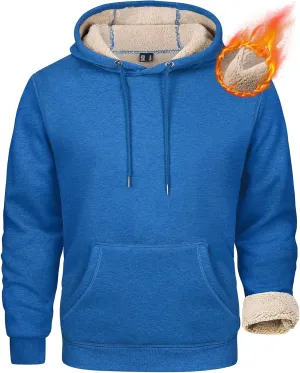 MAGCOMSEN Men's Heavy Hoodie Sherpa Fleece Lined Pullover Thick Winter Hooded Sweatshirt