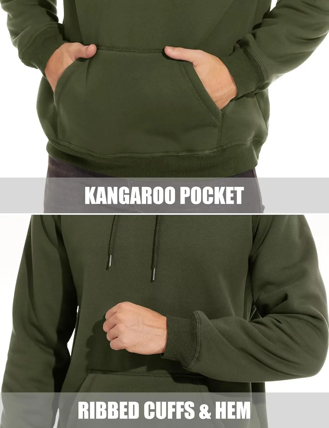 MAGCOMSEN Men's Heavy Hoodie Sherpa Fleece Lined Pullover Thick Winter Hooded Sweatshirt