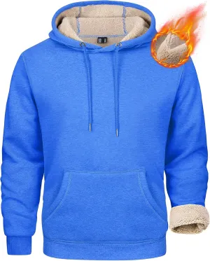 MAGCOMSEN Men's Heavy Hoodie Sherpa Fleece Lined Pullover Thick Winter Hooded Sweatshirt