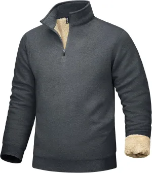 MAGCOMSEN Men's Sherpa Lined Quarter Zip Fleece Heavyweight Pullover Winter Warm Sweatshirts