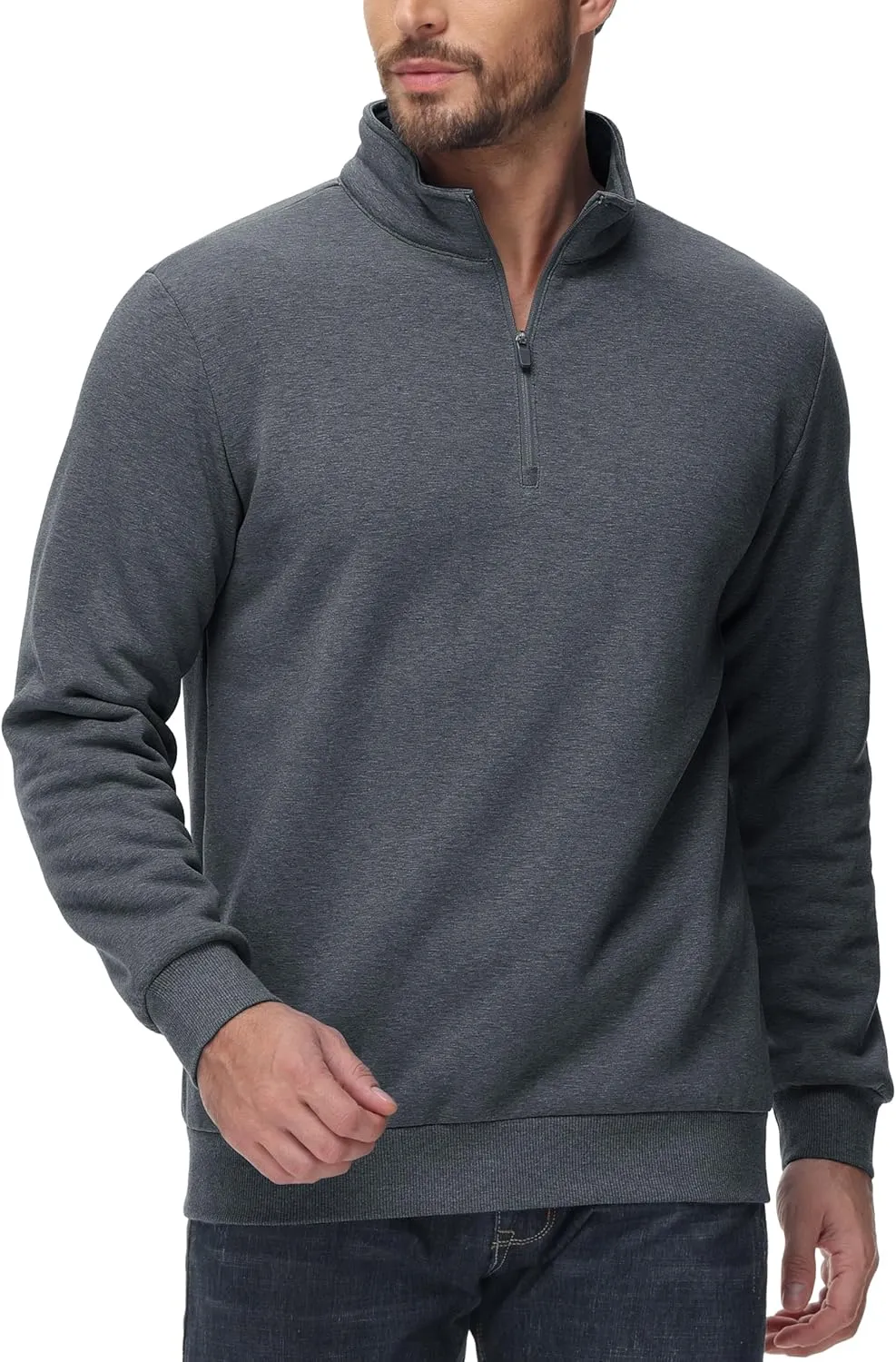 MAGCOMSEN Men's Sherpa Lined Quarter Zip Fleece Heavyweight Pullover Winter Warm Sweatshirts
