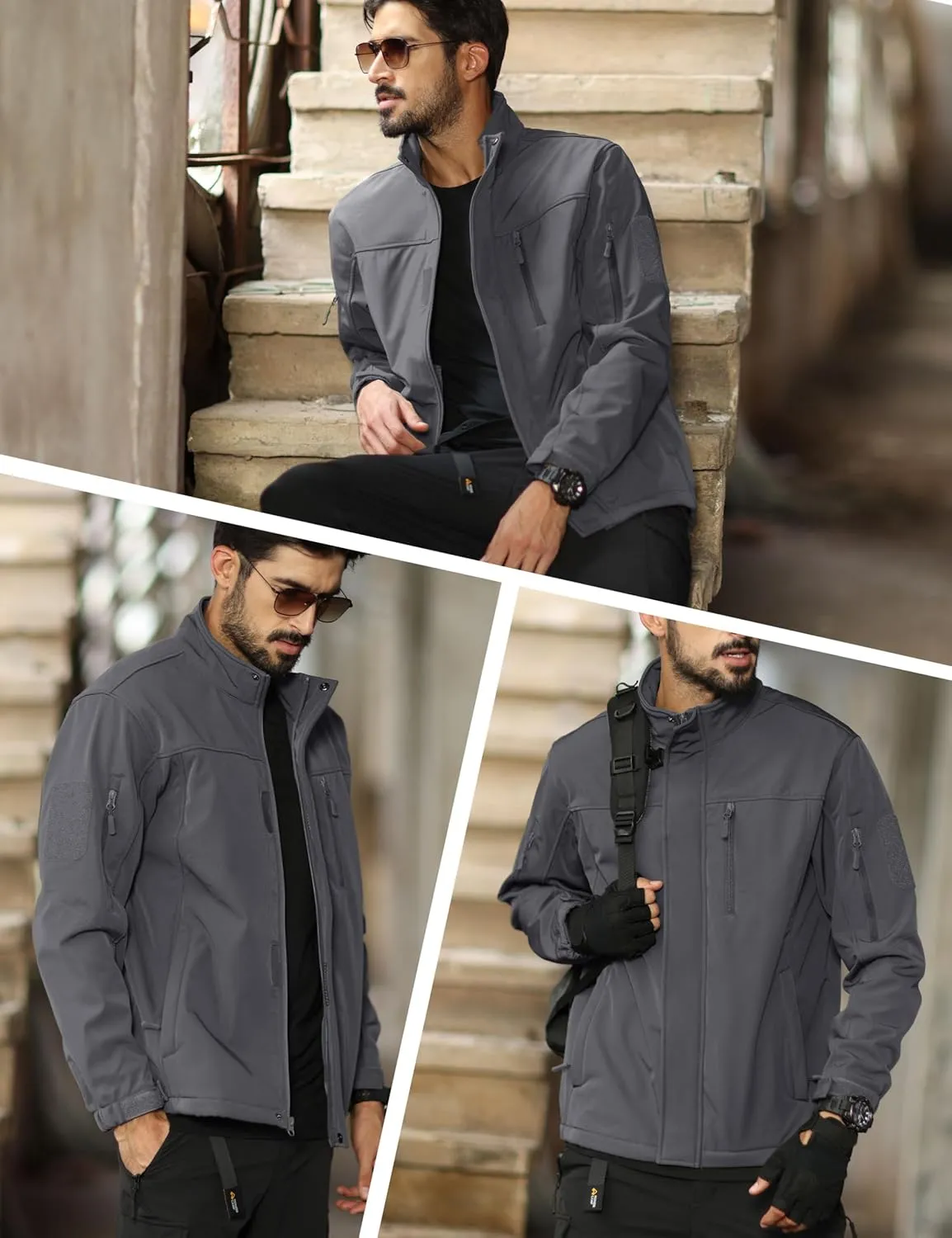 MAGCOMSEN Men's Tactical Jacket Water Resistant 6 Pockets Softshell Fleece Lining Hiking Winter Jacket Windbreaker Outwear