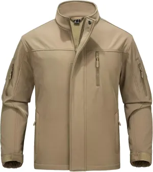 MAGCOMSEN Men's Tactical Jacket Water Resistant 6 Pockets Softshell Fleece Lining Hiking Winter Jacket Windbreaker Outwear
