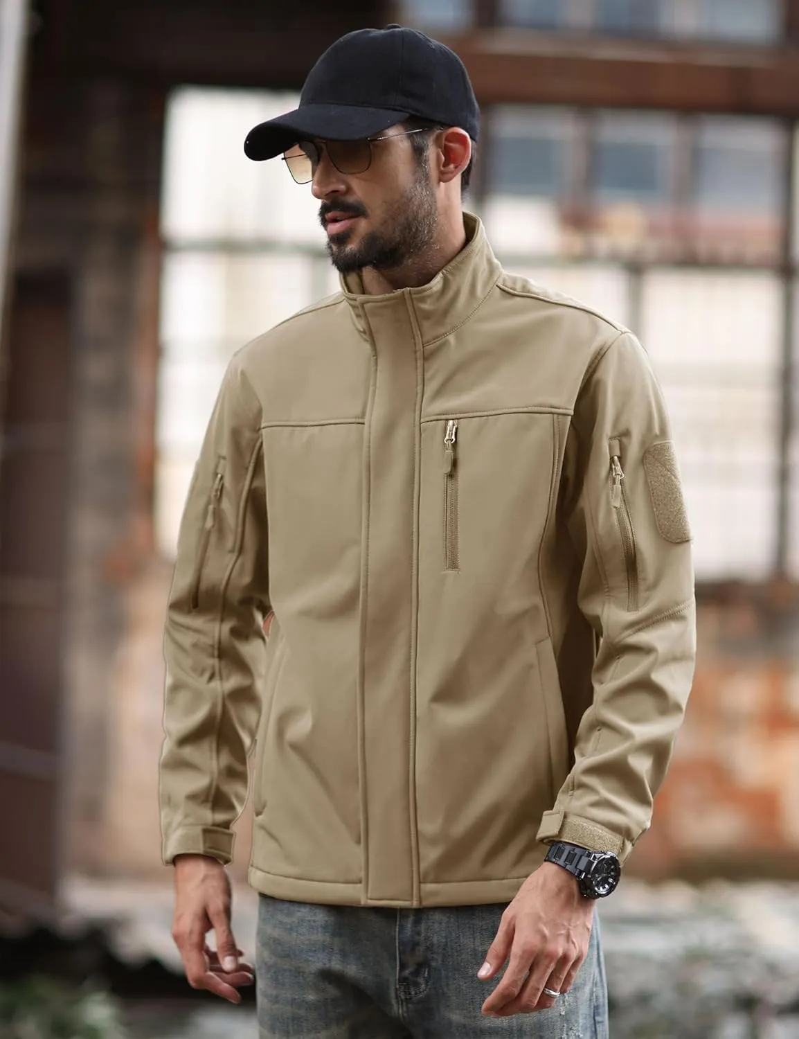 MAGCOMSEN Men's Tactical Jacket Water Resistant 6 Pockets Softshell Fleece Lining Hiking Winter Jacket Windbreaker Outwear