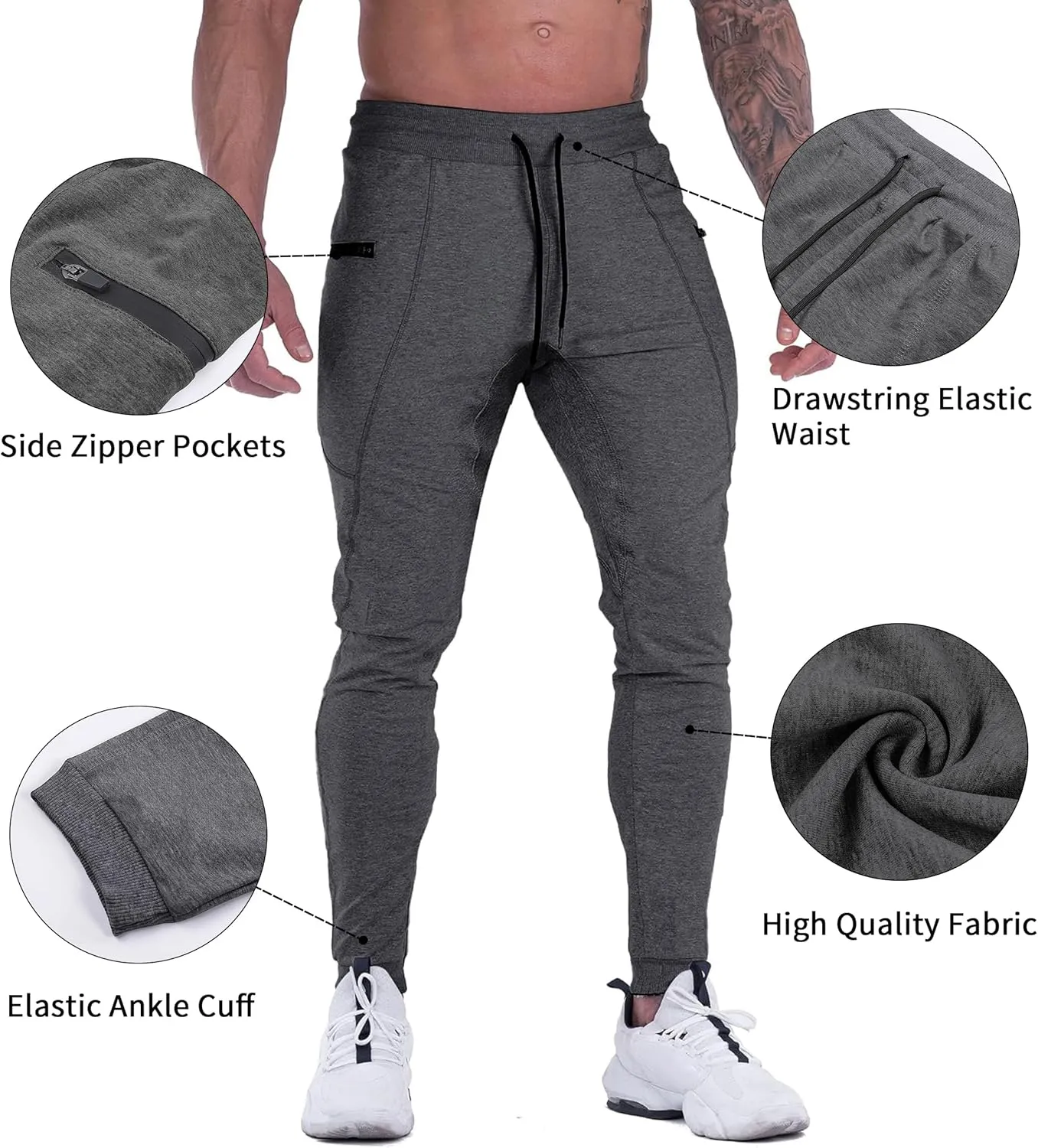 MAIKANONG Mens Slim Joggers Tapered Sweatpants Gym Workout Pants for Running Athletic Casual