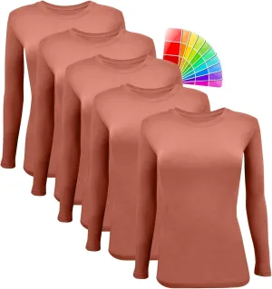 M&M SCRUBS Women's Under Scrub Tee Crew Neck Long Sleeve T-Shirt 5 - Pack