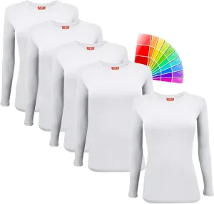 M&M SCRUBS Women's Under Scrub Tee Crew Neck Long Sleeve T-Shirt 5 - Pack