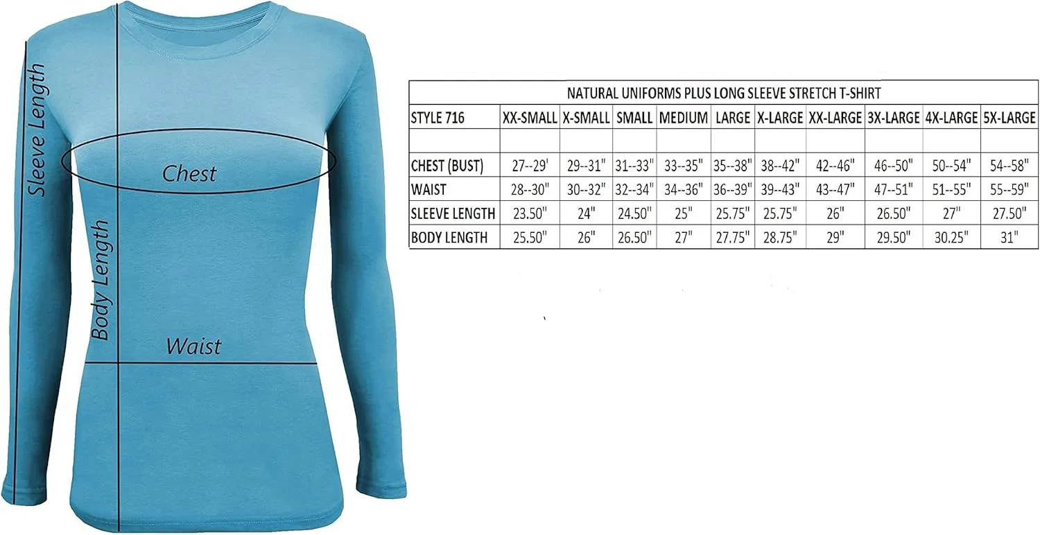 M&M SCRUBS Women's Under Scrub Tee Crew Neck Long Sleeve T-Shirt 5 - Pack