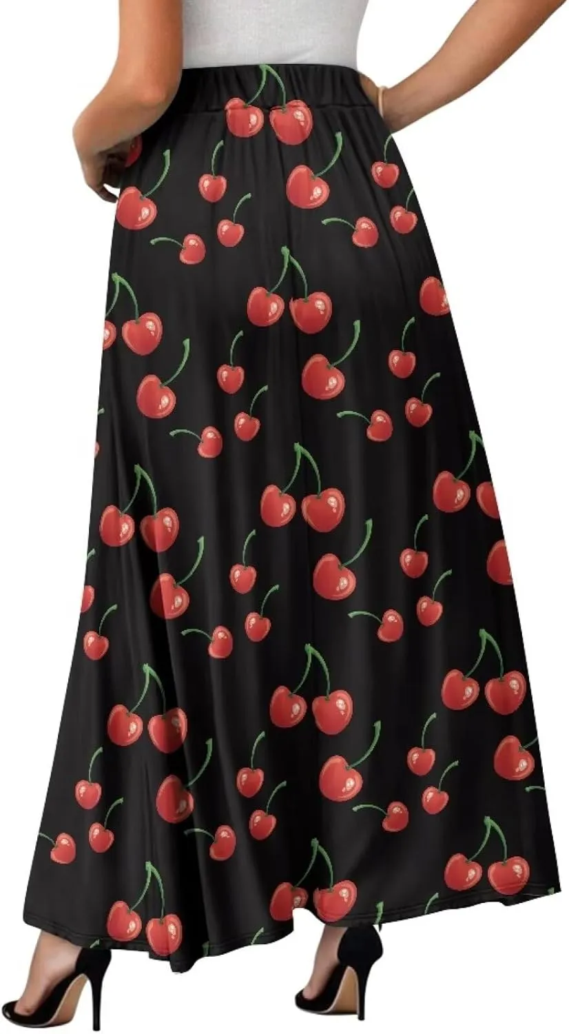 Maxi Skirt for Women Flowy High Waisted Long Skirt with Pockets Swing Skirts for Party Festival Wedding Size S-2XL