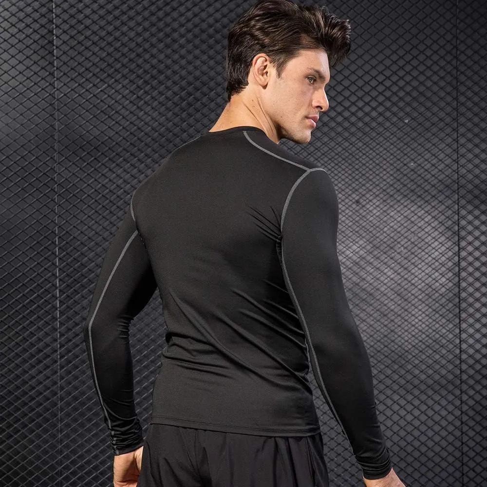 Men Compression Clothing Quick Dry Sleeve Shirt Elastic Bodybuilding Workout Running Tops Custom Logo