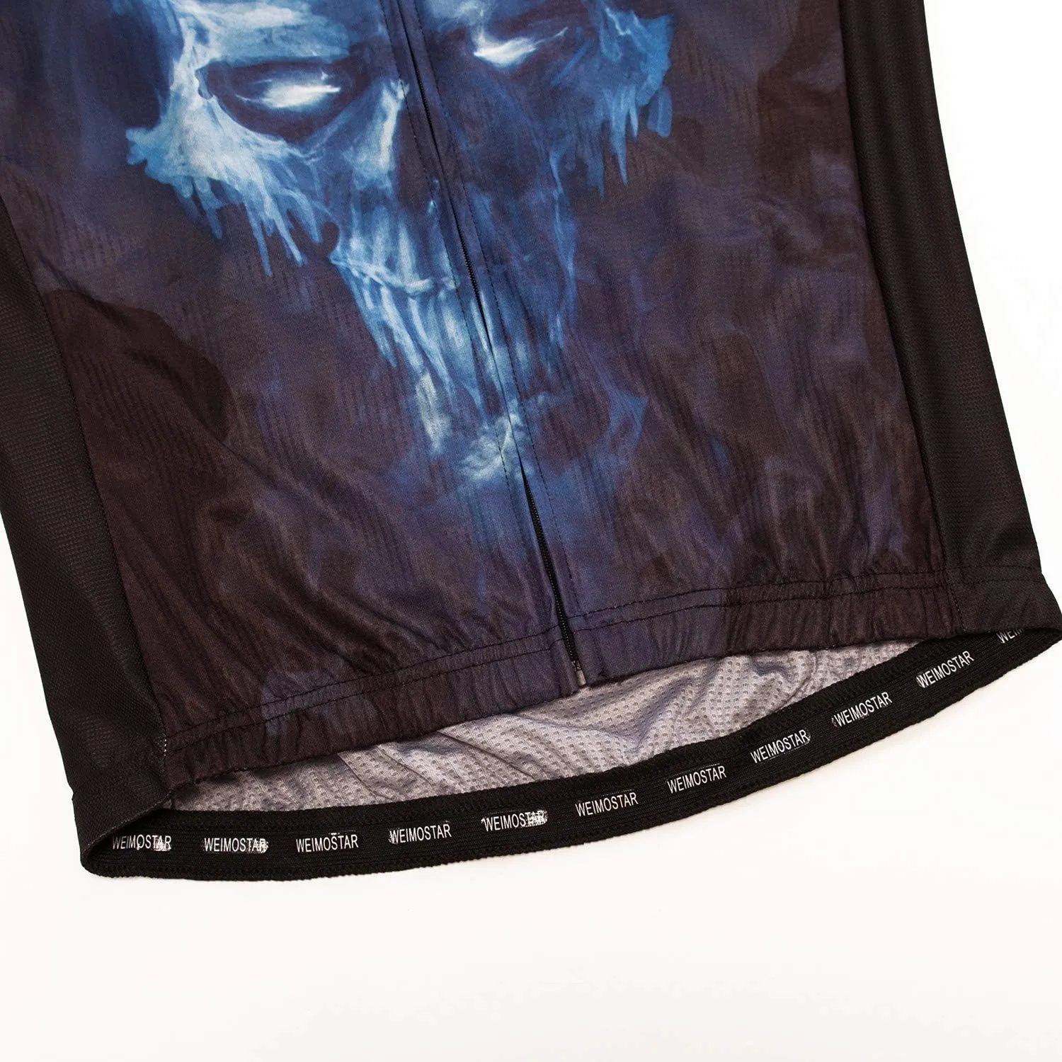Men Cycling Jersey Skull Bike Short Sleeve Tops Quick-Dry Reflective 3-Pockets S-3XL