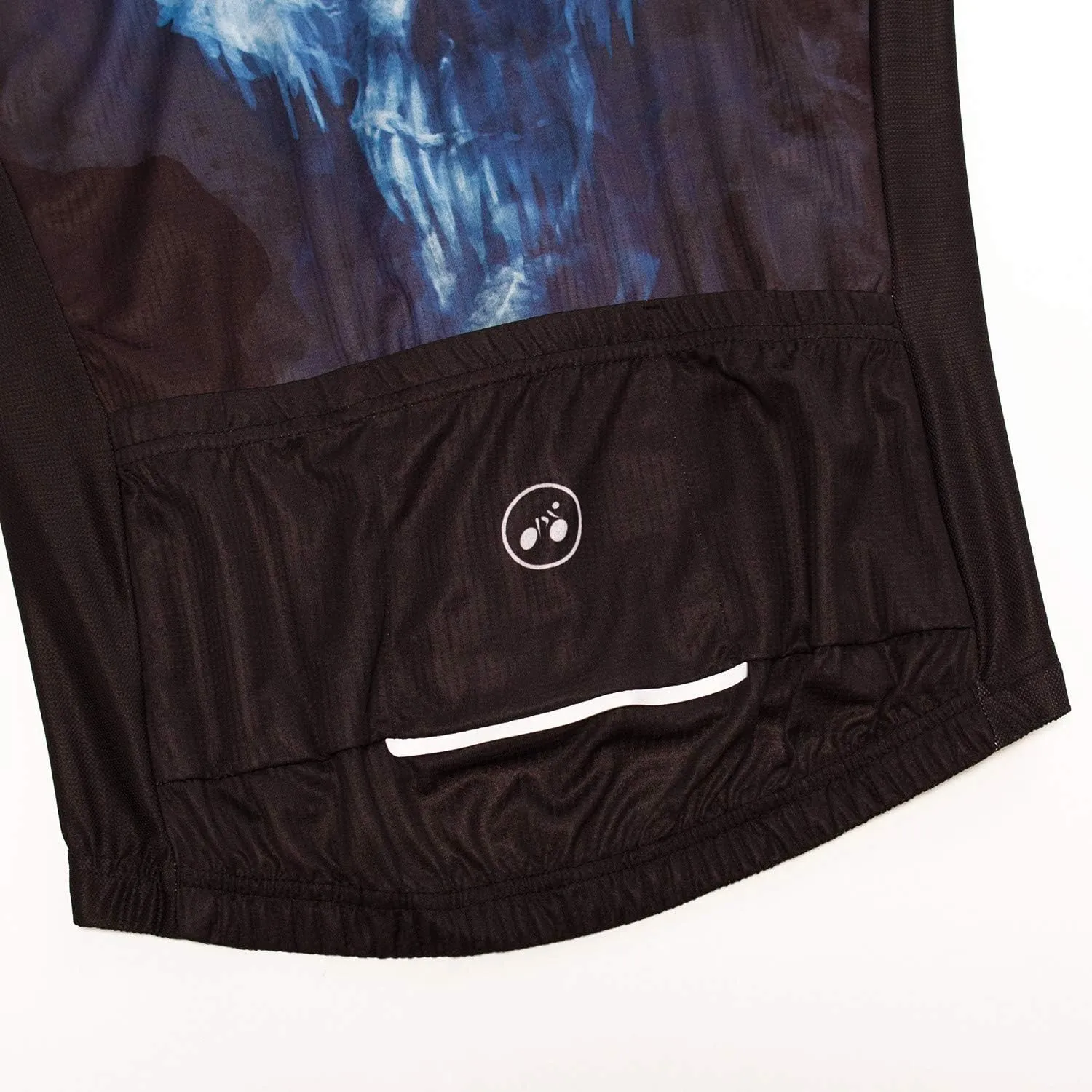 Men Cycling Jersey Skull Bike Short Sleeve Tops Quick-Dry Reflective 3-Pockets S-3XL