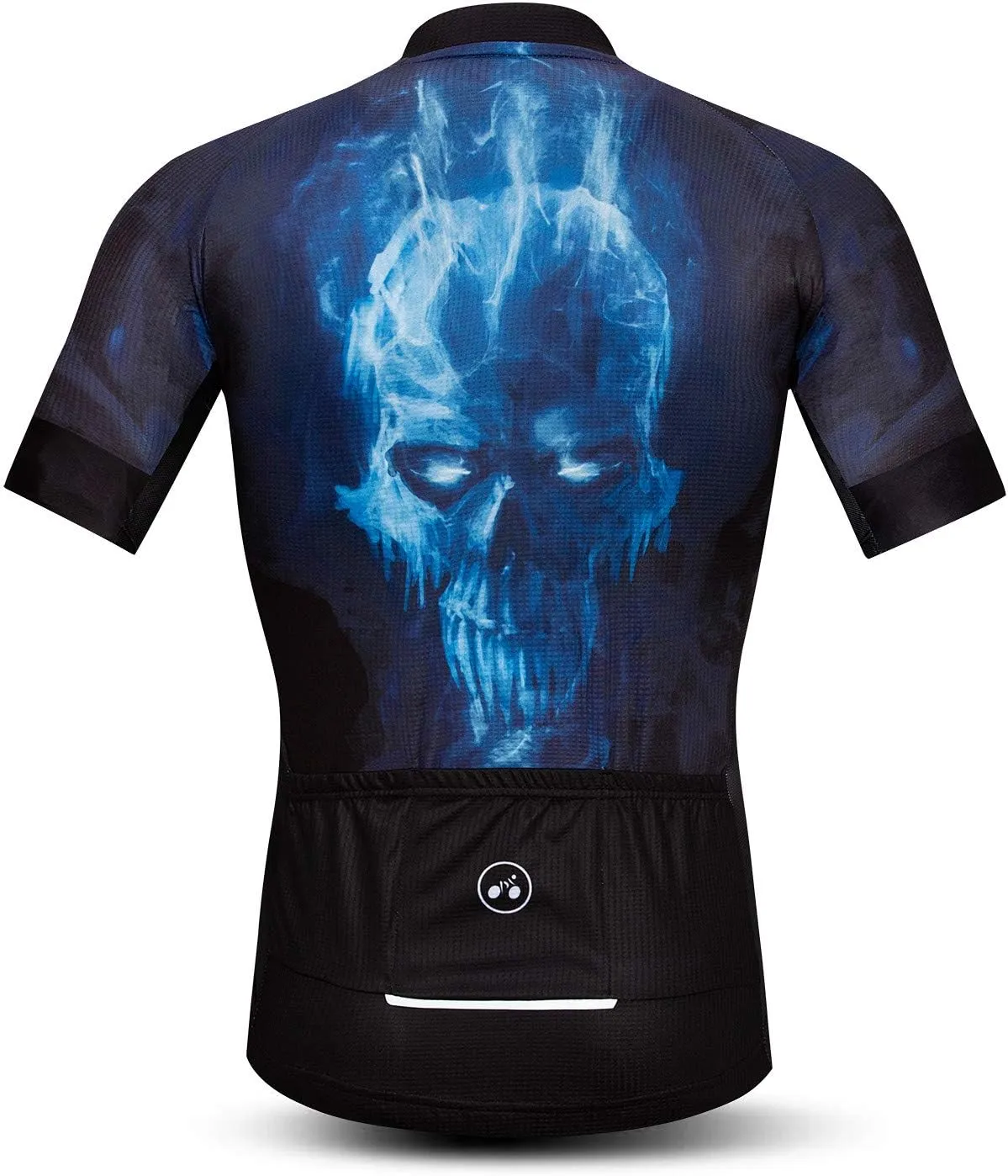 Men Cycling Jersey Skull Bike Short Sleeve Tops Quick-Dry Reflective 3-Pockets S-3XL