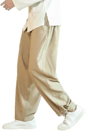 Men Harajuku Harem Pants Vintage Casual Jogging Trousers Elastic Waist Wide-Leg Casual Pants