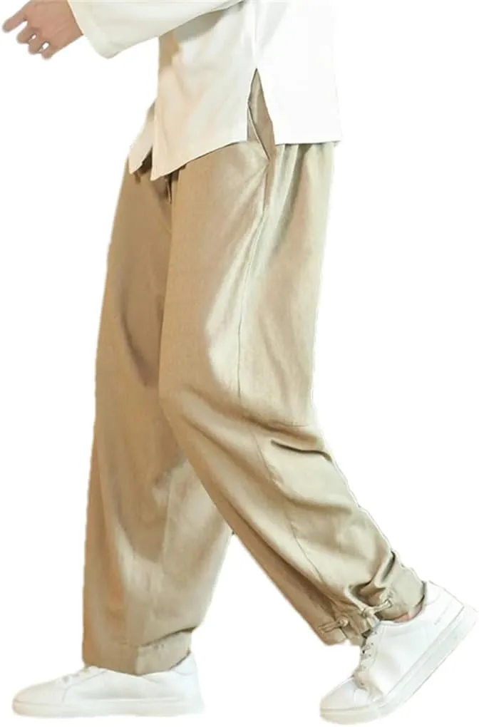 Men Harajuku Harem Pants Vintage Casual Jogging Trousers Elastic Waist Wide-Leg Casual Pants