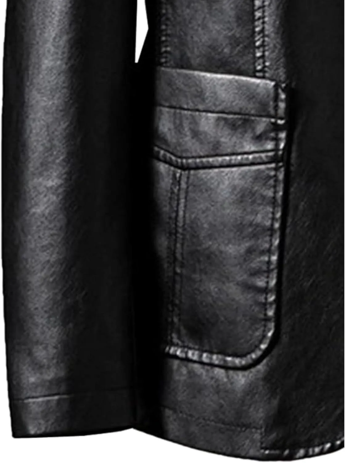 Men's 2 Button Leather Blazer Sport Coat Casual Notched Collar Suit Jacket Slim Formal Faux Leather Blazer Jacket