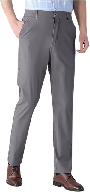 Mens Business Casual Dress Pants Elastic Waist Regular Fit Straight Leg Pant Thin Lightweight Summer Outdoor Trousers