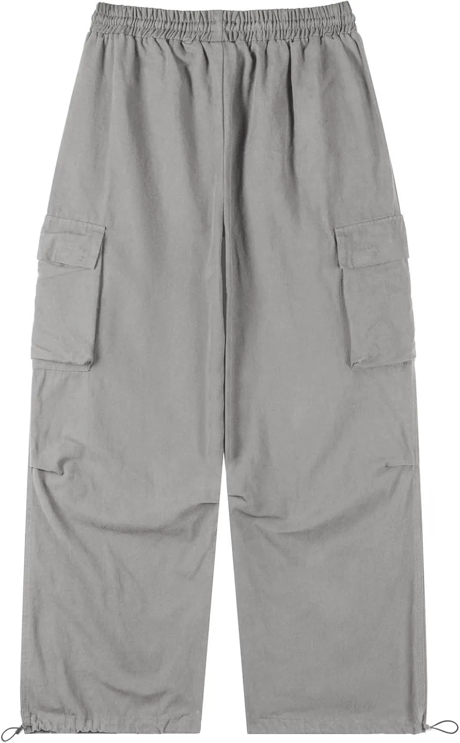 Men's Casual Cargo Pants Elastic Waist Drawstring Street Hip Hop Trousers with Pockets