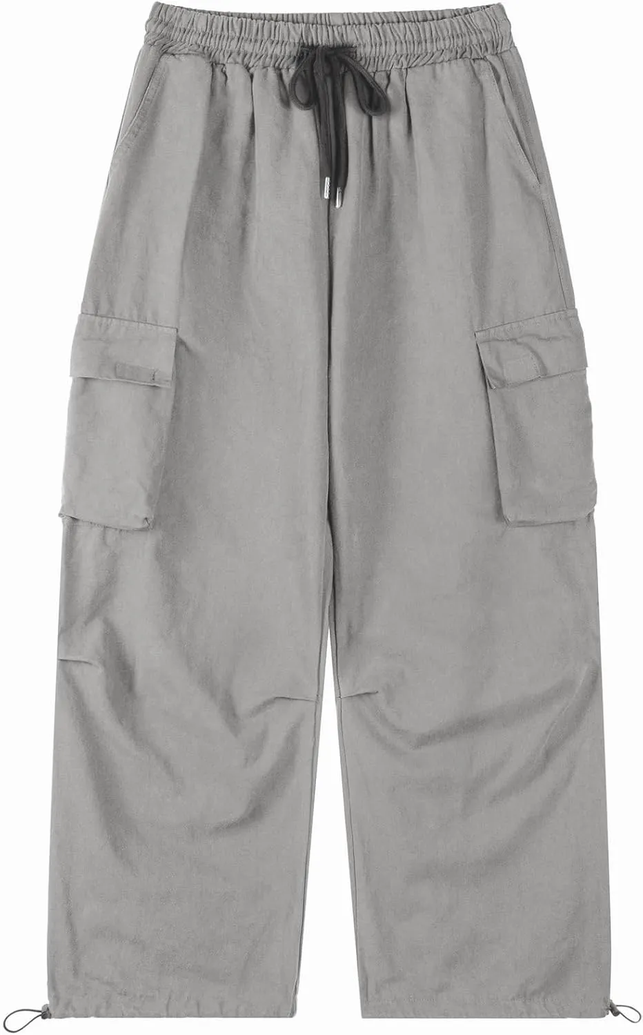 Men's Casual Cargo Pants Elastic Waist Drawstring Street Hip Hop Trousers with Pockets