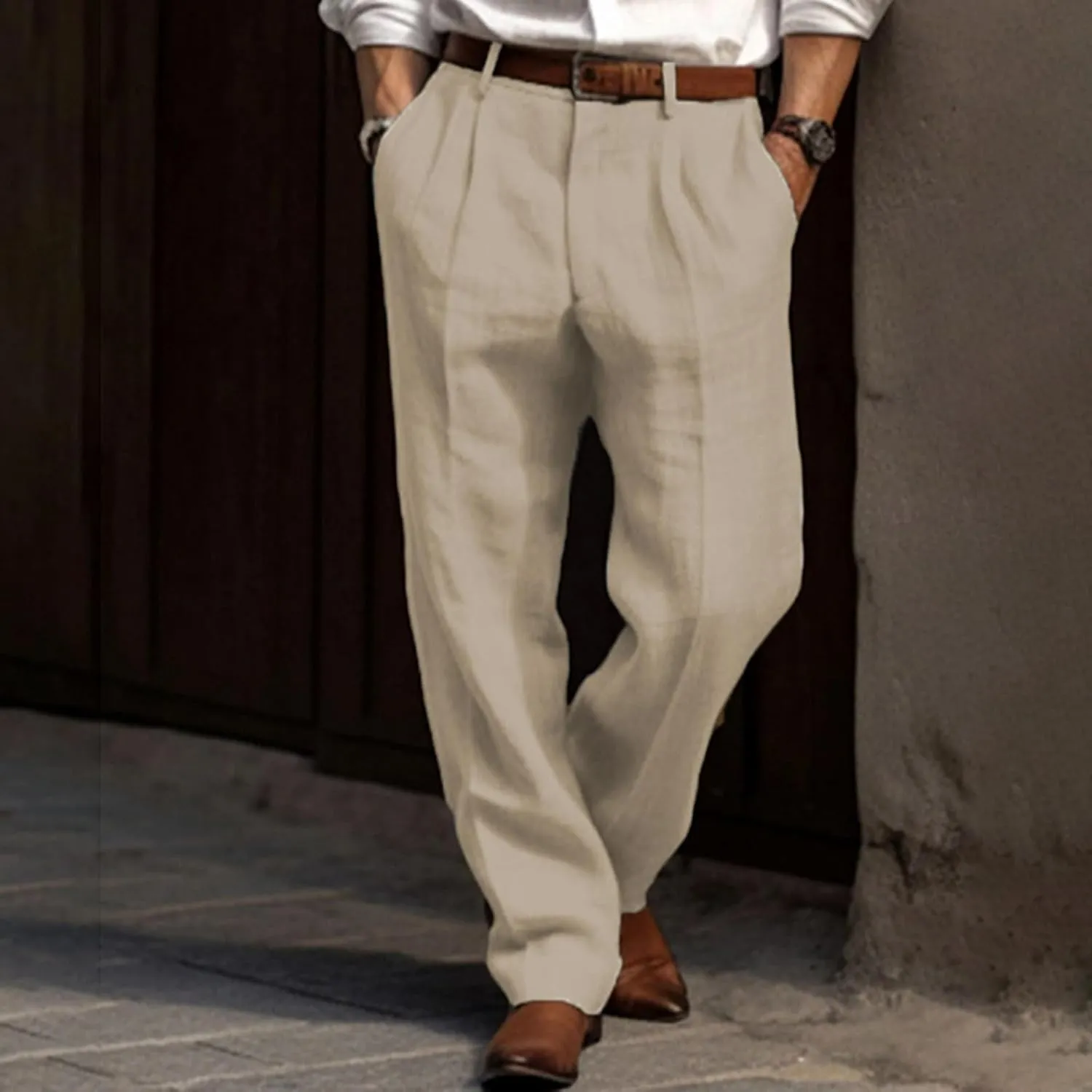 Mens Casual Pants Loose Fit Straight Leg Breathable Summer Beach Pants Plus Size Stretch Outdoor Hiking Jogging Trousers