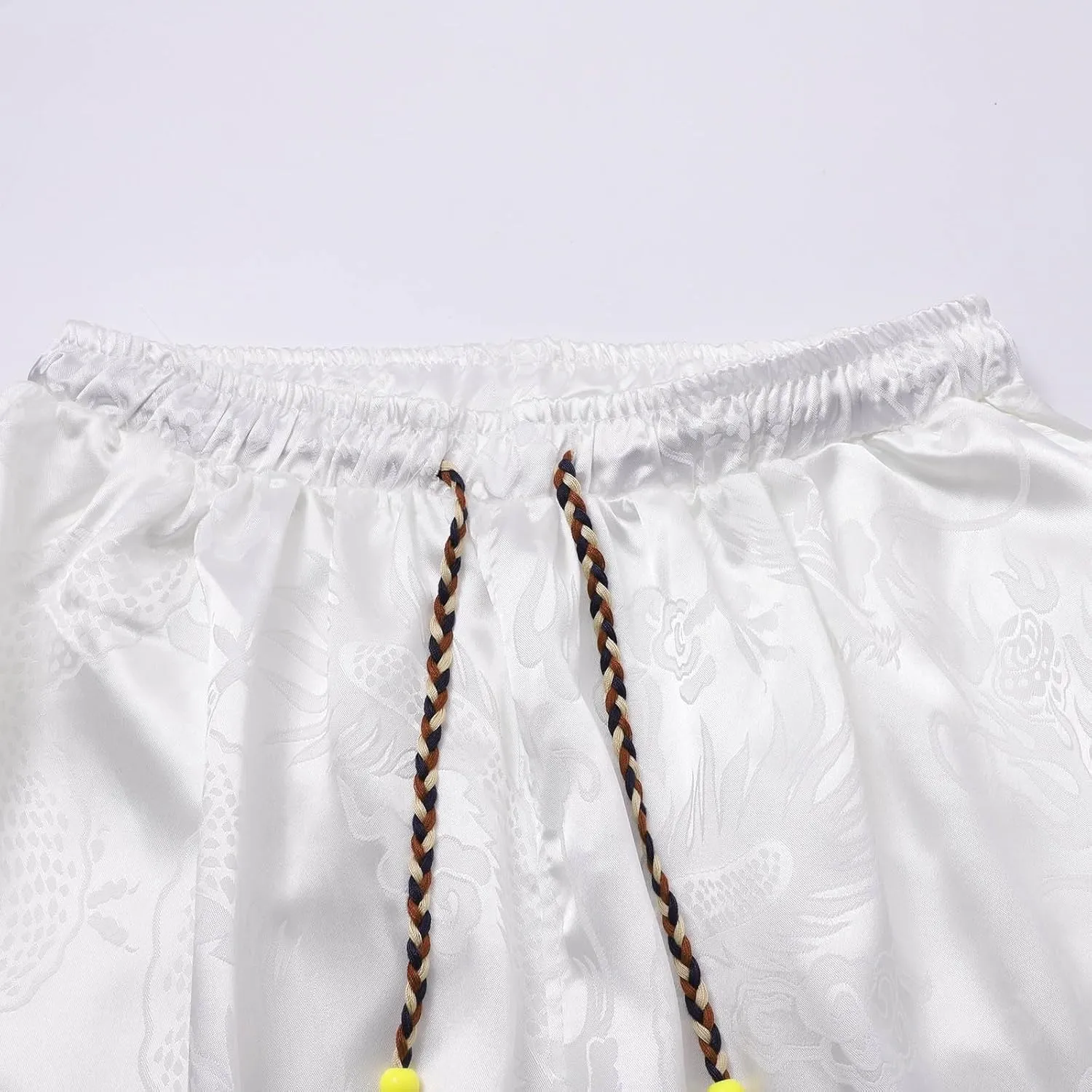 Men's Cotton Linen Pants Drawstring Elastic Waist Cinch Bottoms Summer Beach Pants Loose Fit Drop Crotch Trousers