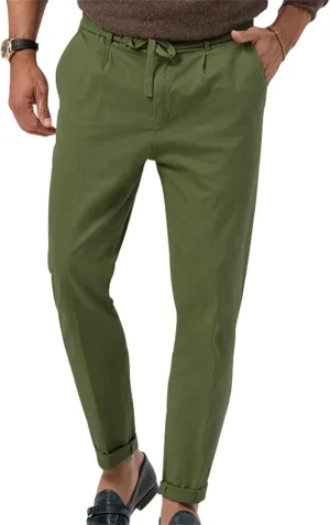 Mens Dress Pants Straight Elastic Waist Casual Lightweight Slim Fit Solid Pants Beach Yoga Business Trousers Pockets