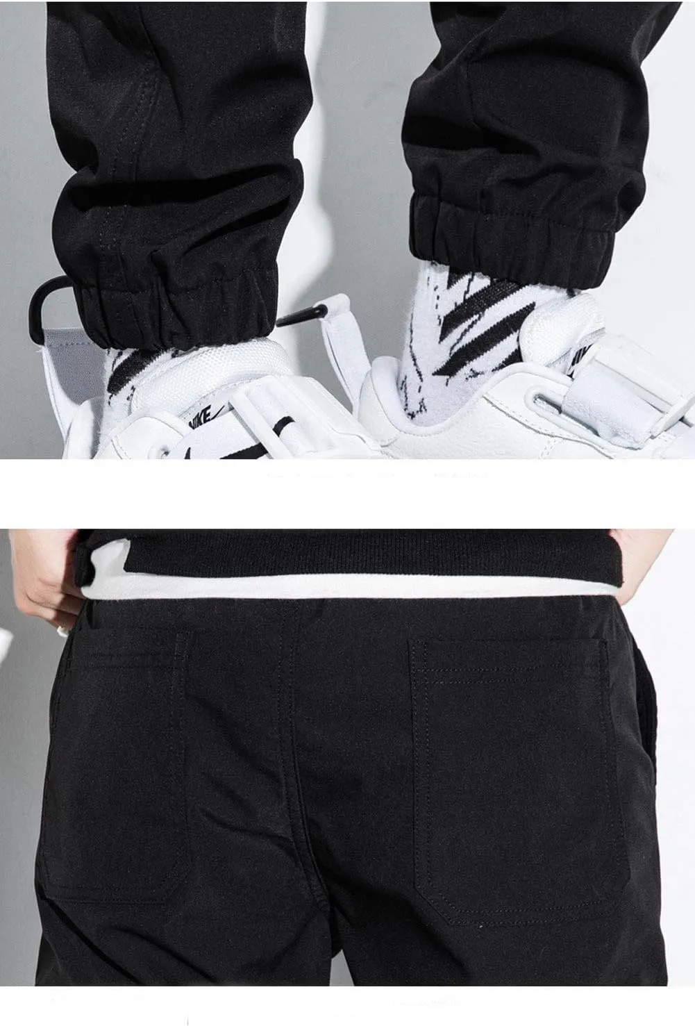Men's Elastic Waist Multi-Pockets Cargo Jogger Pants Slim Fit Chino Trousers