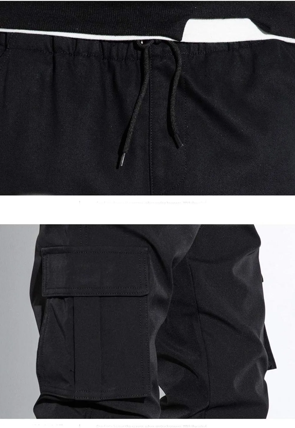 Men's Elastic Waist Multi-Pockets Cargo Jogger Pants Slim Fit Chino Trousers