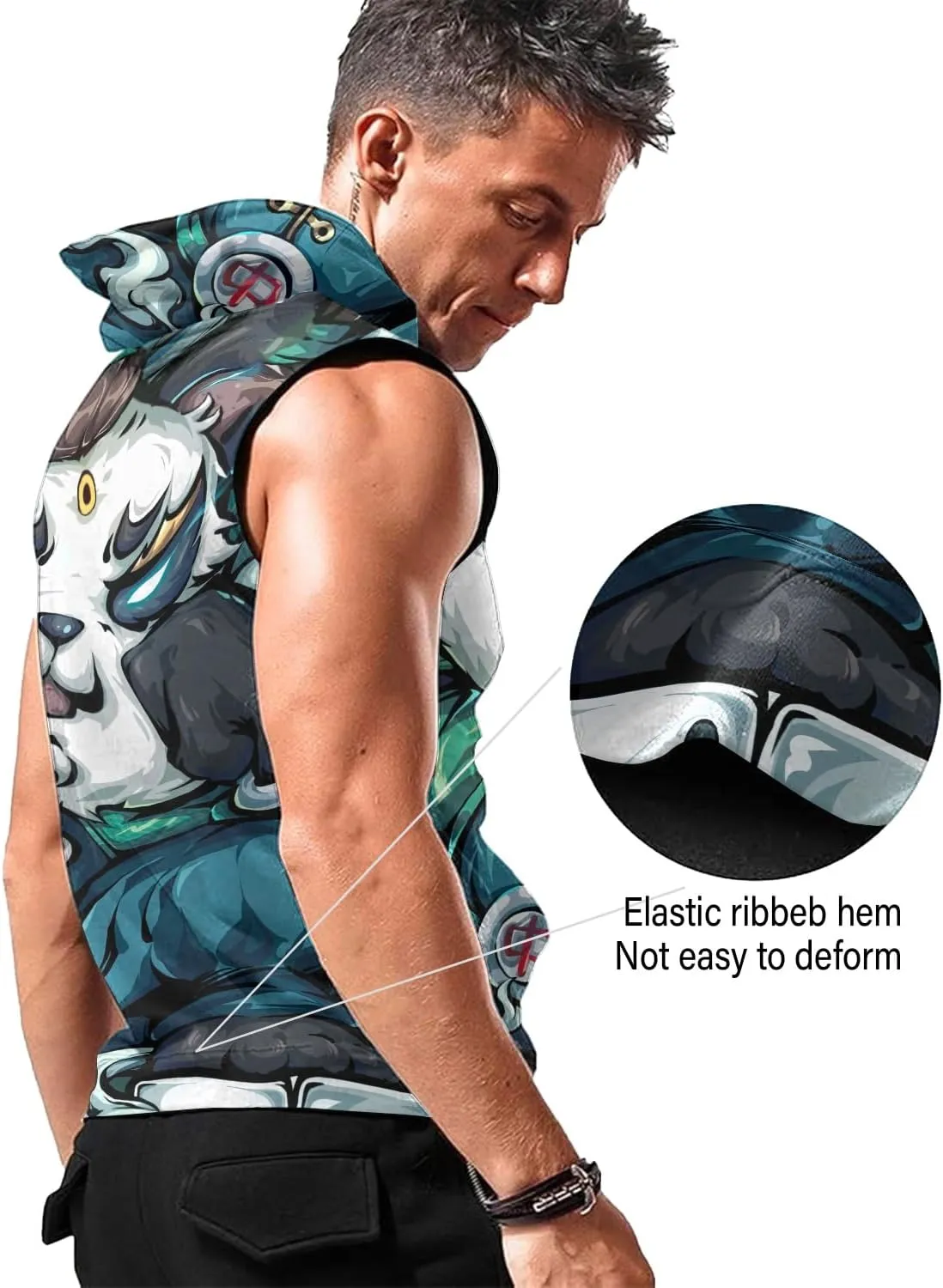 Mens Fashion Muscle Hooded Workout Hooded Tank Tops with Pocket Gym Training Zip Hoodies Sleeveless