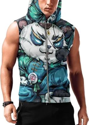 Mens Fashion Muscle Hooded Workout Hooded Tank Tops with Pocket Gym Training Zip Hoodies Sleeveless