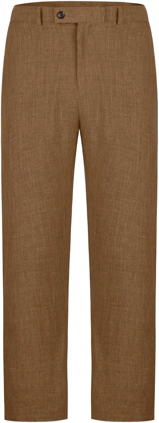 Men's Fashion Suit Pants Flat Front Ecpandable Waist Tapered Trousers Casual Slim Fit Business Golf Pants with Pocket