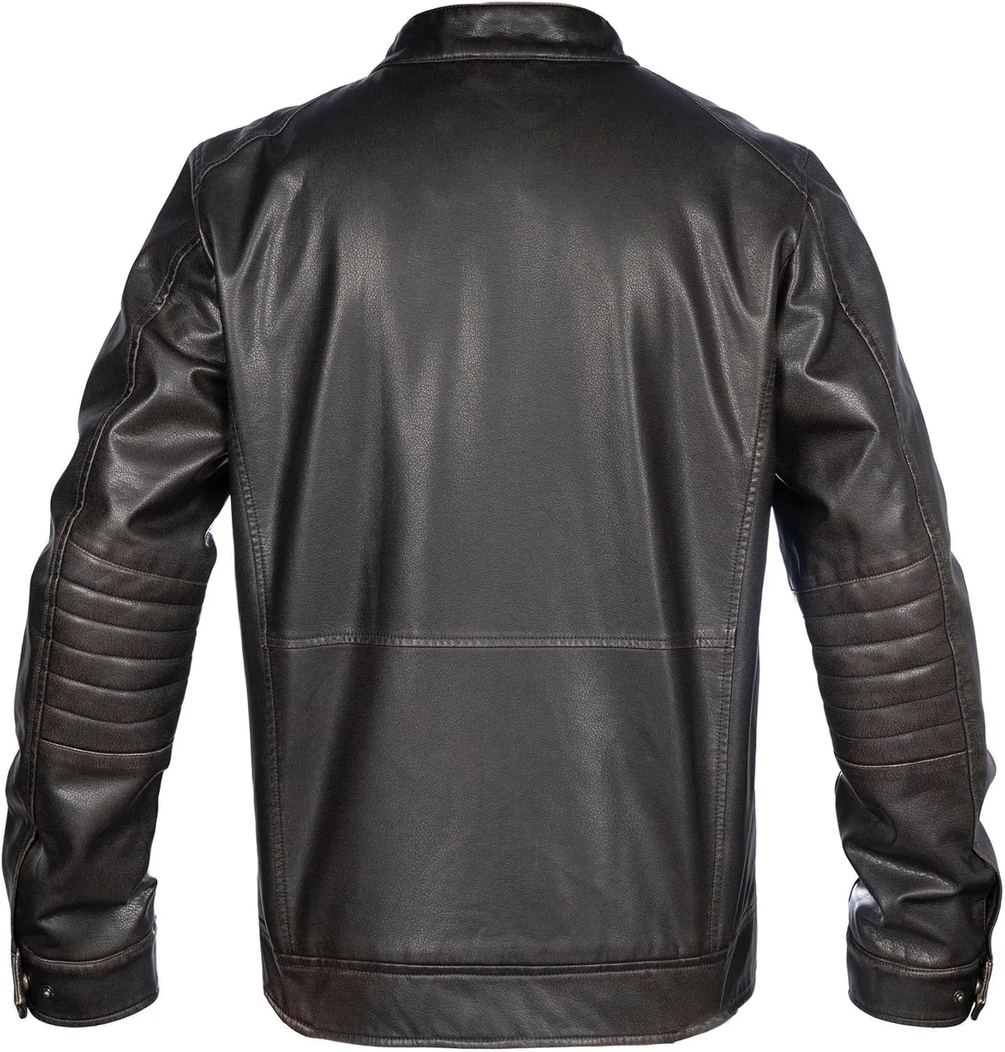 Mens Faux Leather Jacket, Padded Windbreaker, Motorcycle Biker Bomber Coat with Hood