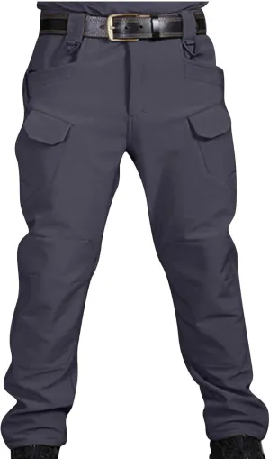 Mens Fleece Lined Tactical Hiking Pants Winter Warm Outdoor Multi Pockets Cargo Pants Army Training Combat Trousers