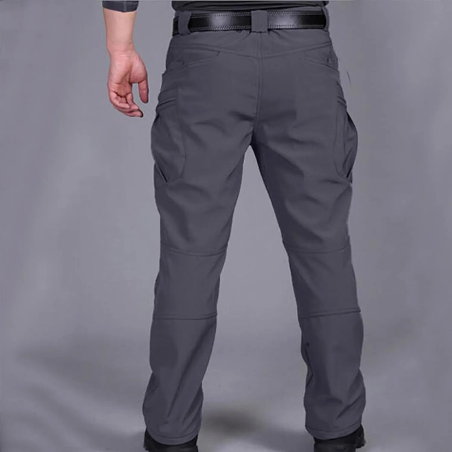 Mens Fleece Lined Tactical Hiking Pants Winter Warm Outdoor Multi Pockets Cargo Pants Army Training Combat Trousers