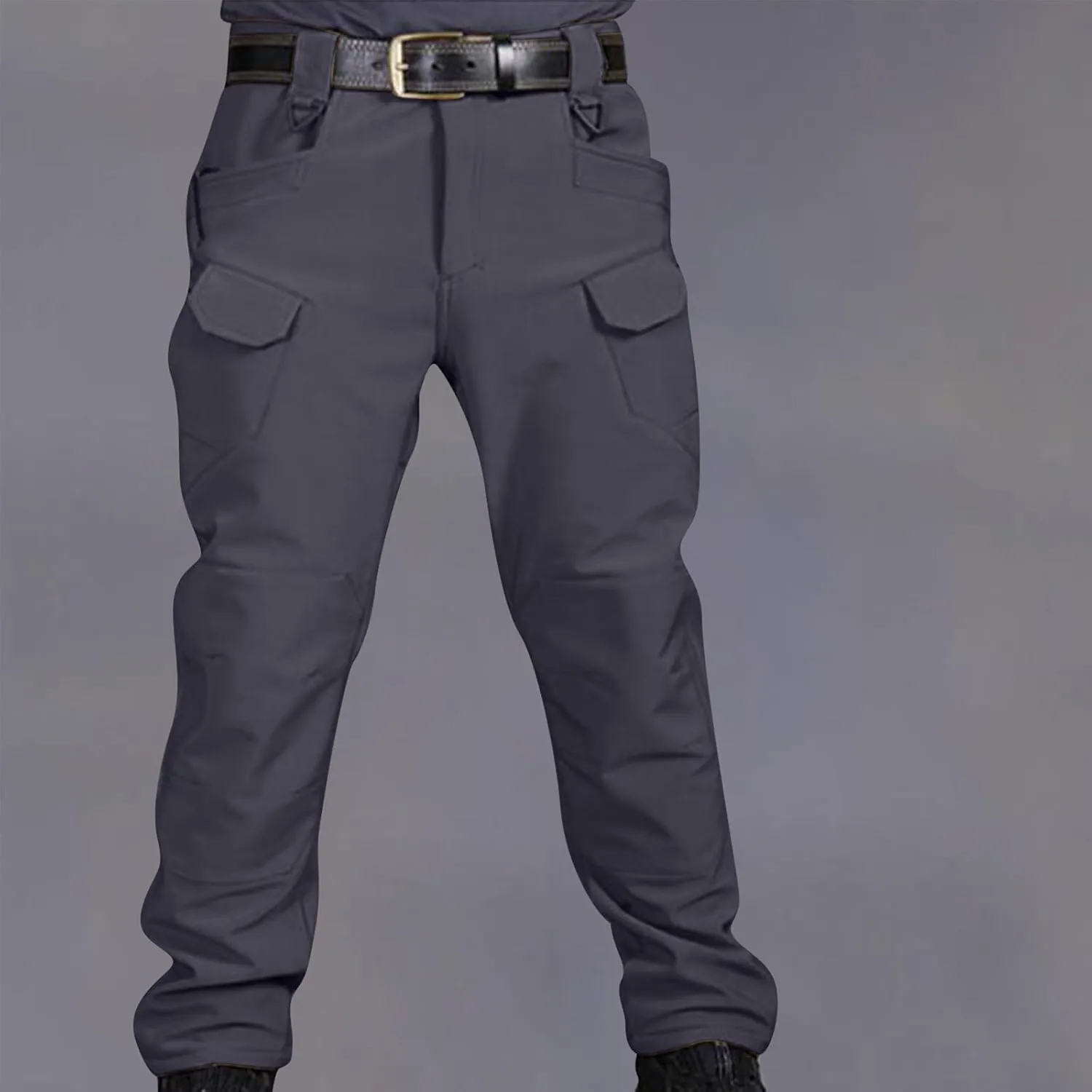 Mens Fleece Lined Tactical Hiking Pants Winter Warm Outdoor Multi Pockets Cargo Pants Army Training Combat Trousers