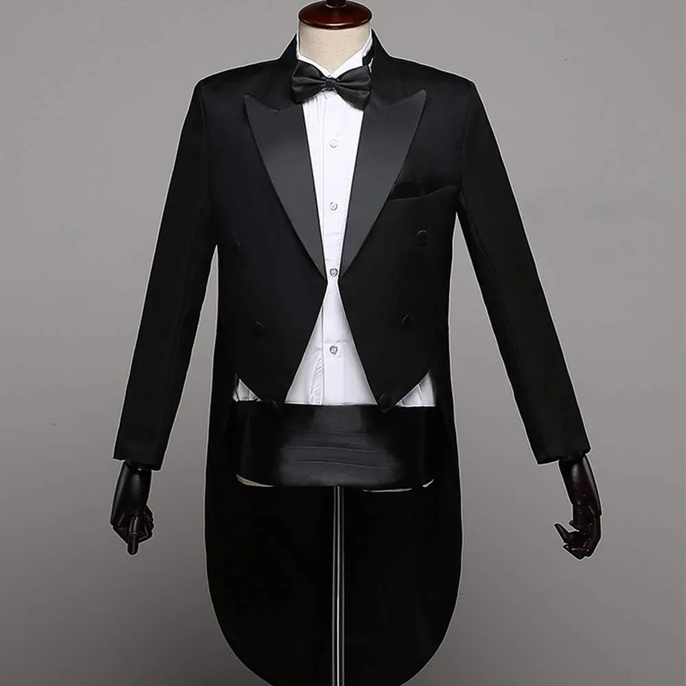 Men's Gothic Jacquard Tuxedo Blazer Medieval Victorian Double Breasted Tailcoat Formal Wear Dinner Jacket