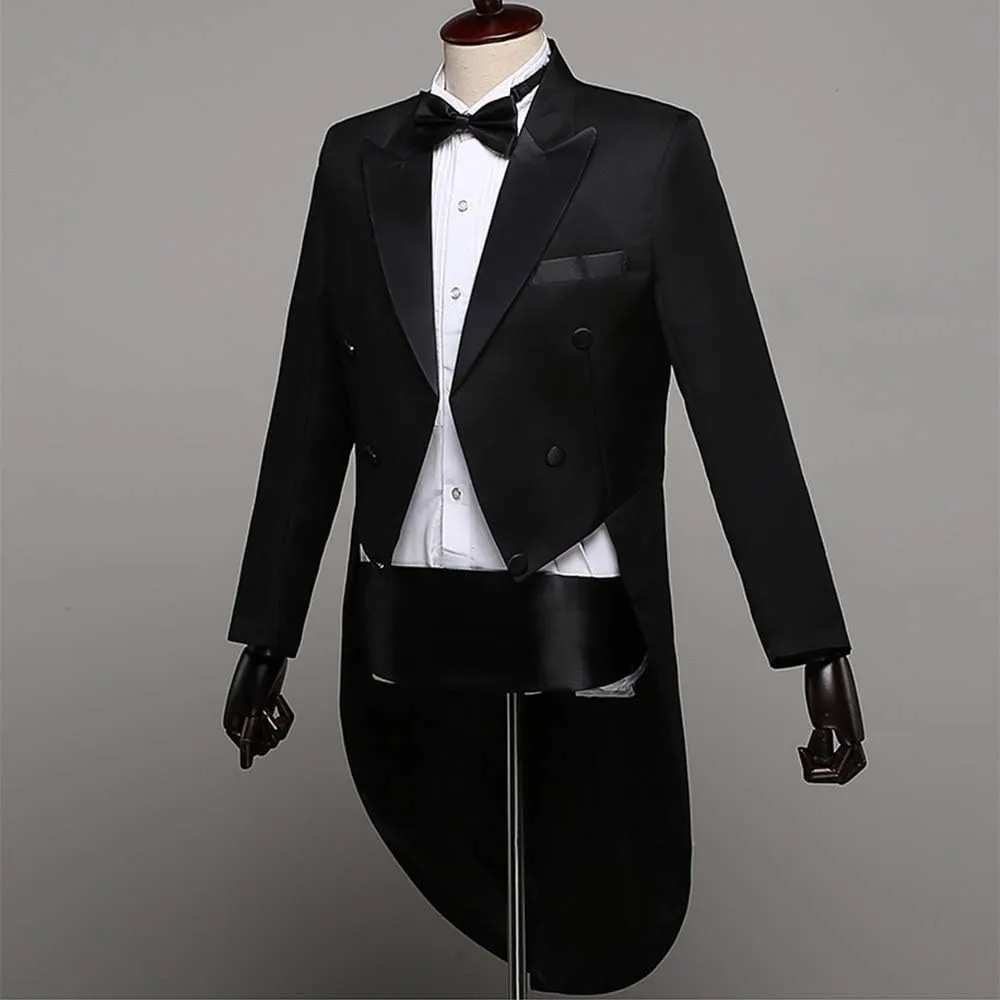 Men's Gothic Jacquard Tuxedo Blazer Medieval Victorian Double Breasted Tailcoat Formal Wear Dinner Jacket