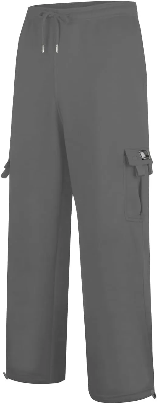 Men's Jogging Cargo Pants Wide Elastic Waist Pants with Multi-Pocket Fit Drawstring Casual Trousers