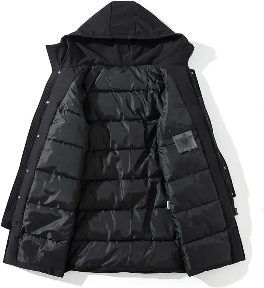 Men's Long Hooded Coat Winter Loose Thick Warm Cotton Padded Jacket Oversize Parkas