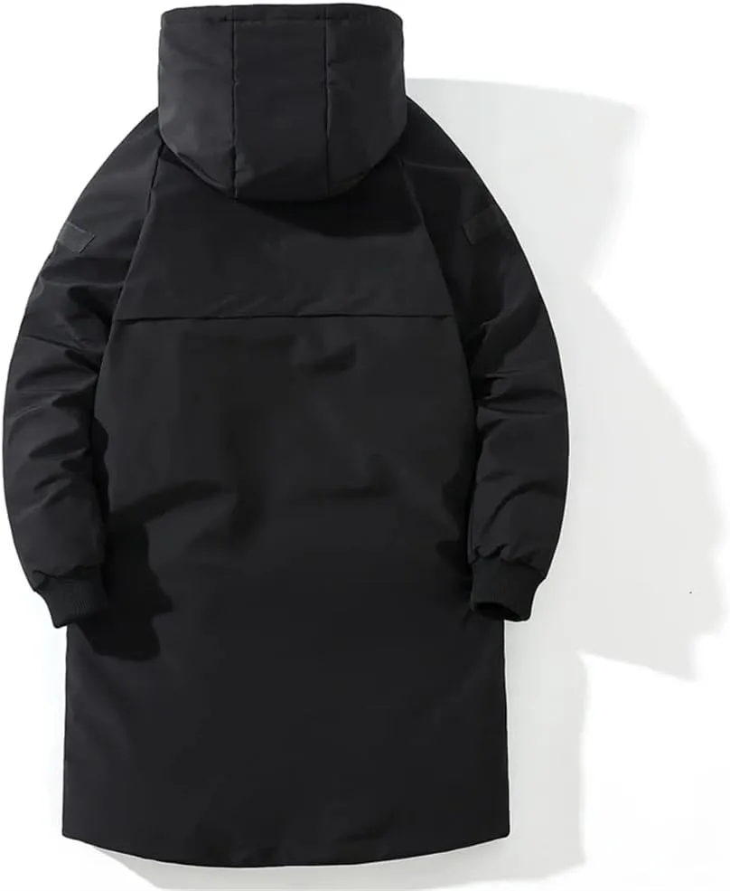 Men's Long Hooded Coat Winter Loose Thick Warm Cotton Padded Jacket Oversize Parkas