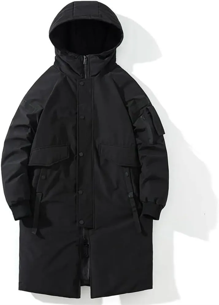 Men's Long Hooded Coat Winter Loose Thick Warm Cotton Padded Jacket Oversize Parkas