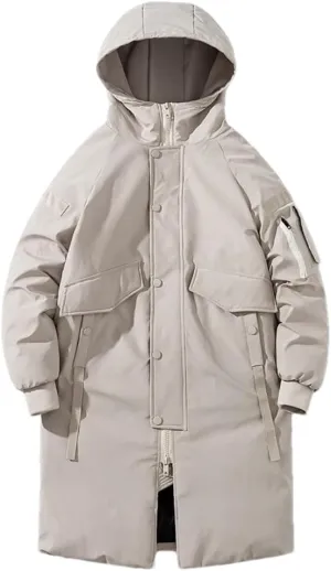 Men's Long Hooded Coat Winter Loose Thick Warm Cotton Padded Jacket Oversize Parkas