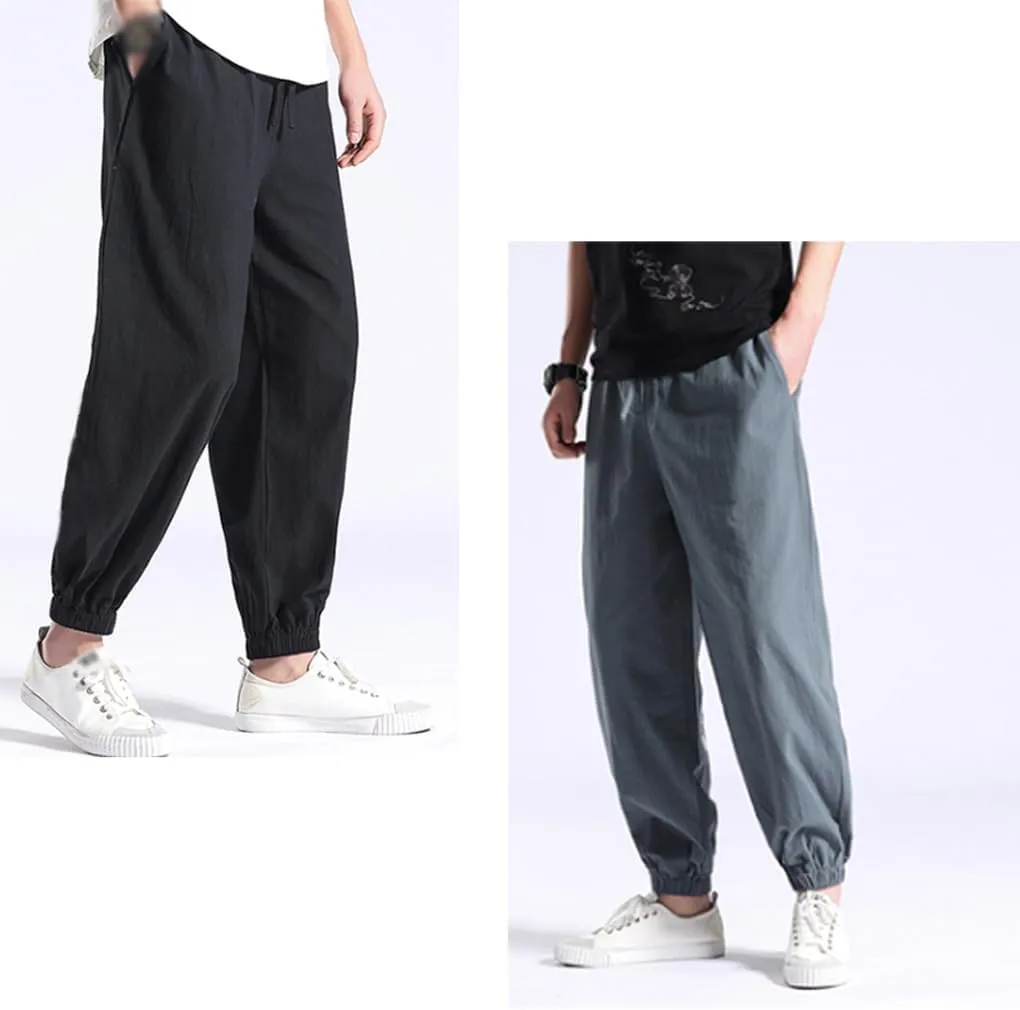 Men's Martial Arts Pants Chinese Kung Fu Harem Pants Loose Yoga Trousers Cotton Tai Chi Pants,Tang Suit Pants