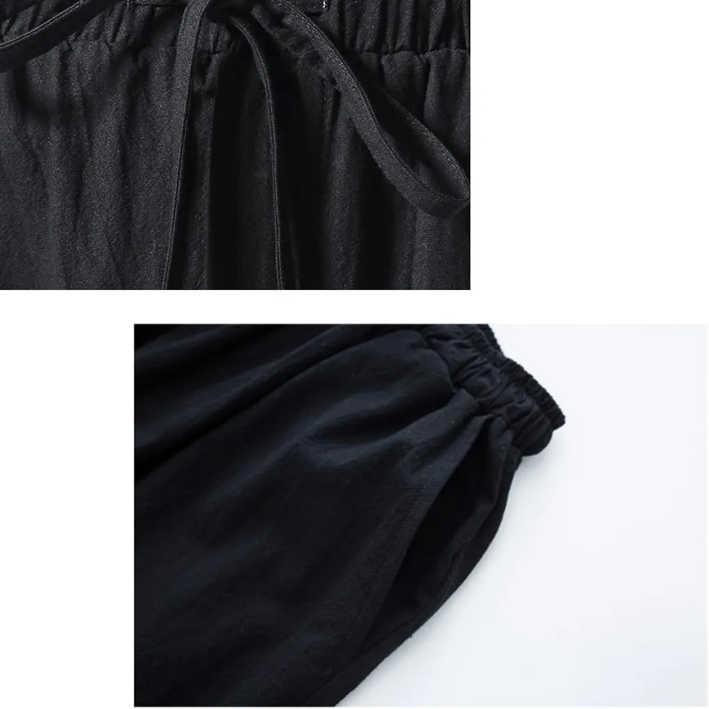 Men's Martial Arts Pants Chinese Kung Fu Harem Pants Loose Yoga Trousers Cotton Tai Chi Pants,Tang Suit Pants