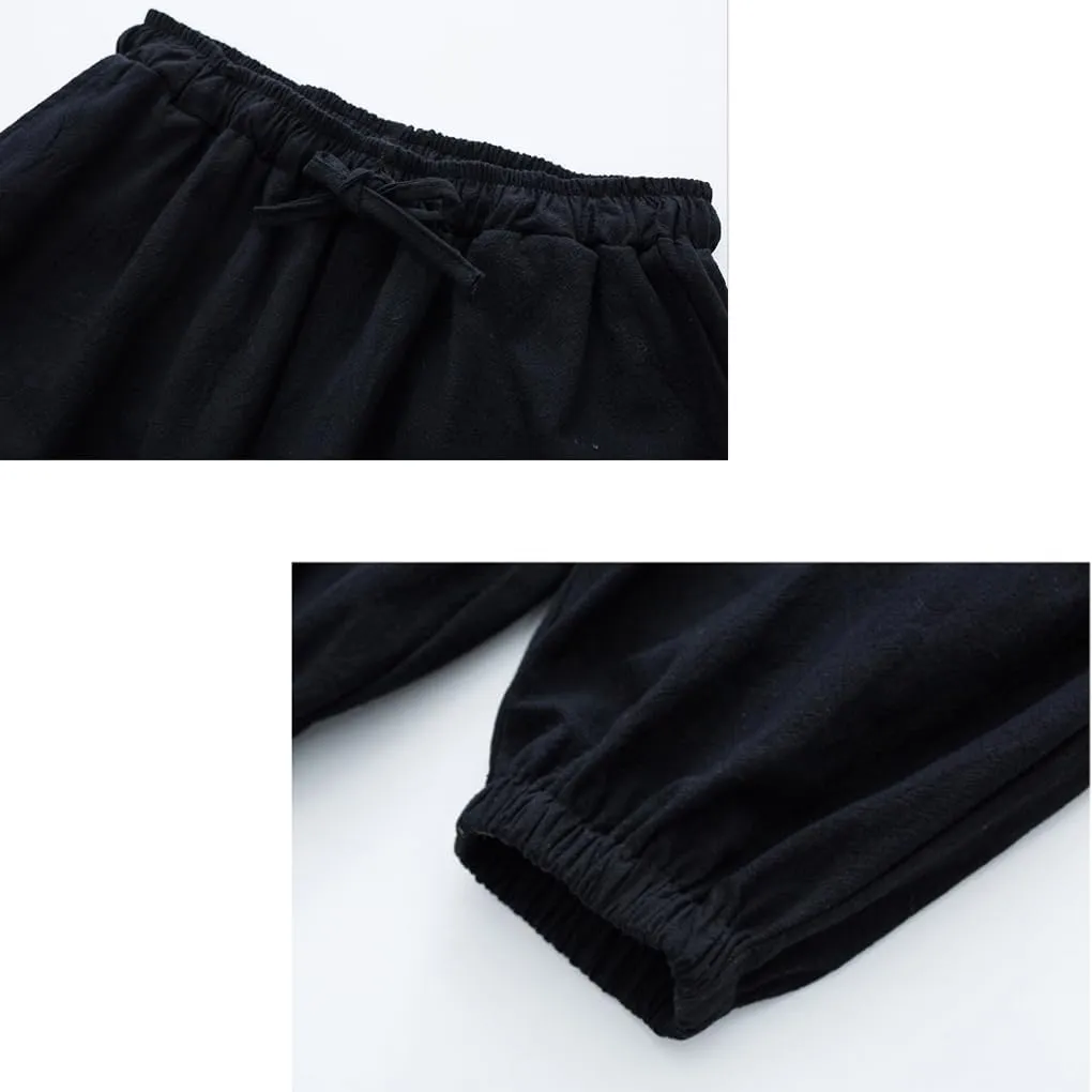 Men's Martial Arts Pants Chinese Kung Fu Harem Pants Loose Yoga Trousers Cotton Tai Chi Pants,Tang Suit Pants