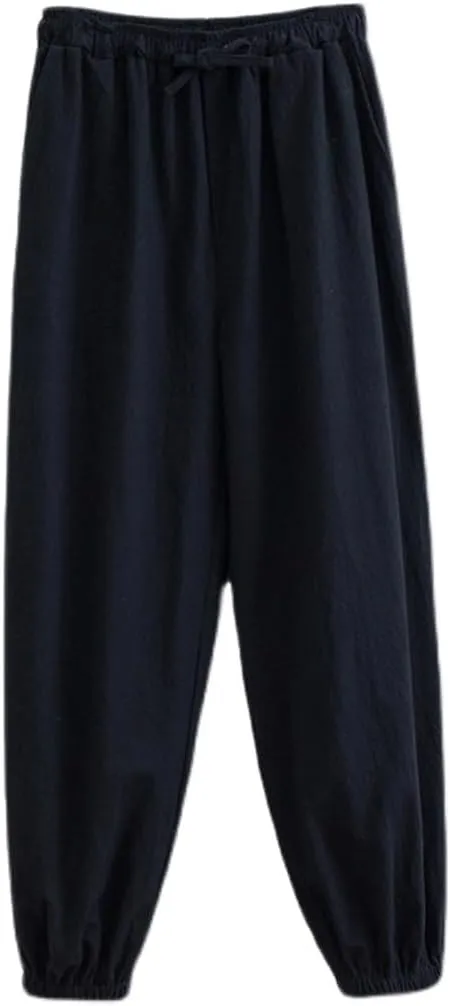 Men's Martial Arts Pants Chinese Kung Fu Harem Pants Loose Yoga Trousers Cotton Tai Chi Pants,Tang Suit Pants
